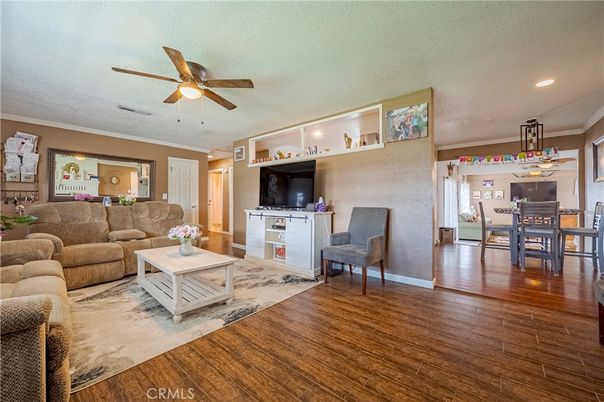 Dining room, Interior, Living room, Recessed Lighting, Wood Texture Flooring