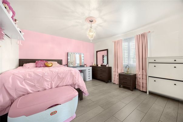Bedroom, Chandelier, Interior, Wood Texture Flooring