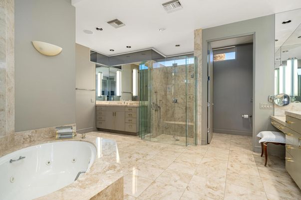 Bathroom, Glass Shower, Interior, Recessed Lighting
