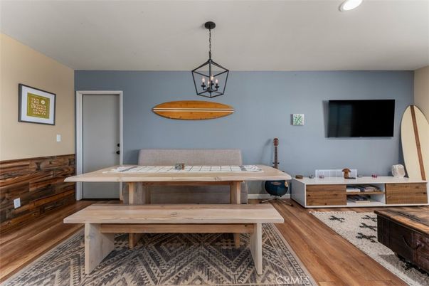 Interior, Pendant Lights, Recessed Lighting, Wood Texture Flooring, Wooden Walls