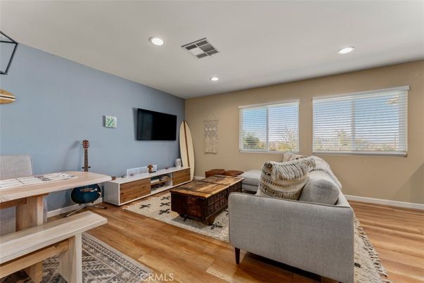Home Office, Interior, Living room, Recessed Lighting, Wood Texture Flooring
