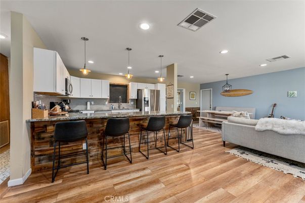Interior, Kitchen, Living room, Pendant Lights, Recessed Lighting, Stainless Steel Appliances, Wood Texture Flooring