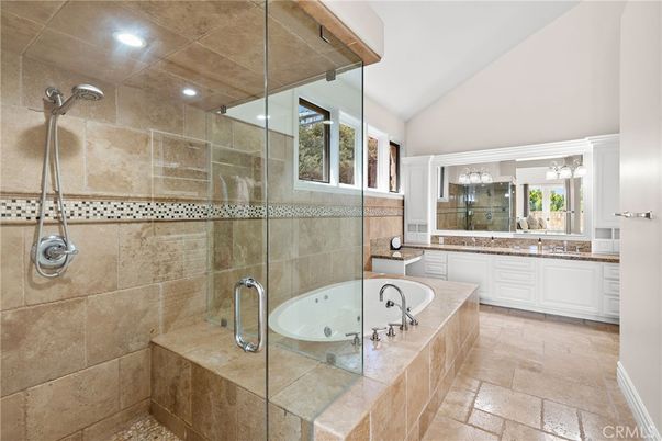 Bathroom, Dual Sink Vanities, Glass Shower, Interior, Recessed Lighting