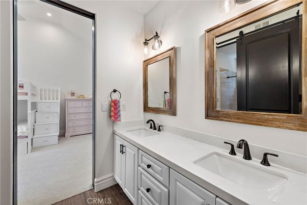 Bathroom, Dual Sink Vanities, Interior, Wood Texture Flooring