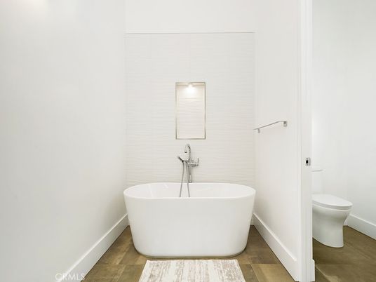 Bathroom, Free Standing Baths, Interior, Wood Texture Flooring