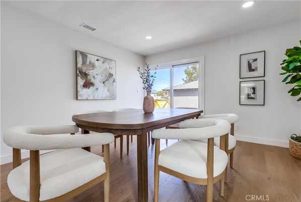 Dining room, Interior, Recessed Lighting, Wood Texture Flooring