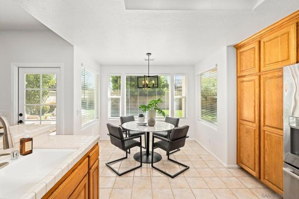 Dining room, Interior, Kitchen, Pendant Lights, Tile Countertops