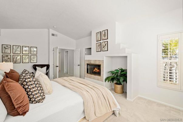 Bedroom, Fireplace, Interior