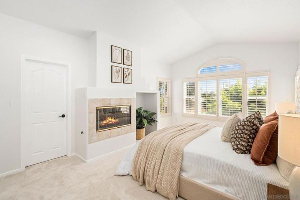 Bedroom, Fireplace, Interior