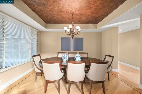 Chandelier, Dining room, Interior, Wood Texture Flooring