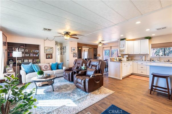 Interior, Kitchen, Living room, Recessed Lighting, Wood Texture Flooring