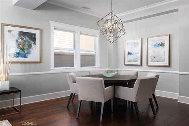 Chandelier, Dining room, Interior, Pendant Lights, Wood Texture Flooring
