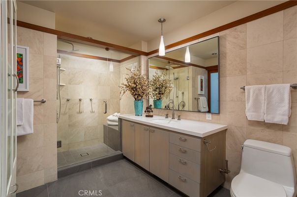 Bathroom, Glass Shower, Interior, Pendant Lights