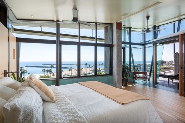 Bedroom, Interior, Recessed Lighting, Water, Wood Texture Flooring