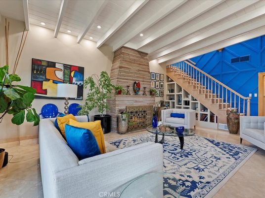Fireplace, Interior, Living room, Recessed Lighting, Stone Walls