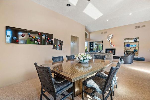 Dining room, Fireplace, Interior, Living room, Recessed Lighting