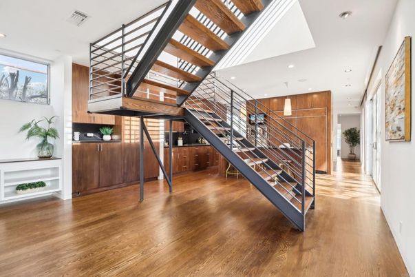 Interior, Pendant Lights, Recessed Lighting, Wood Texture Flooring, Wooden Walls