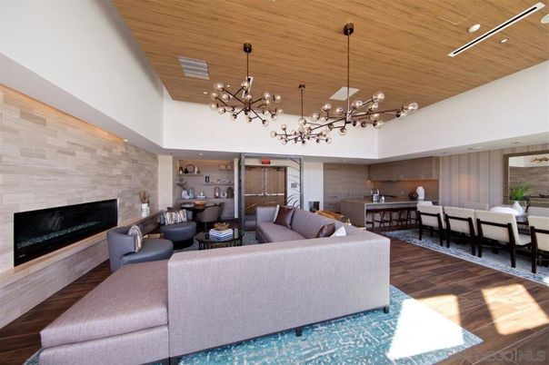 Dining room, Fireplace, Interior, Kitchen, Living room, Pendant Lights, Recessed Lighting, Stone Walls, Wooden Ceilings, Wood Texture Flooring