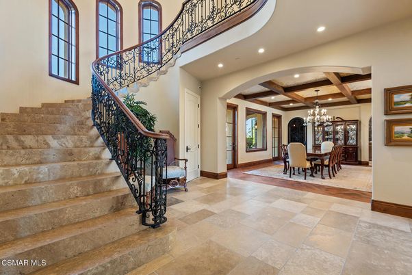 Chandelier, Dining room, Interior, Recessed Lighting, Wooden Beams
