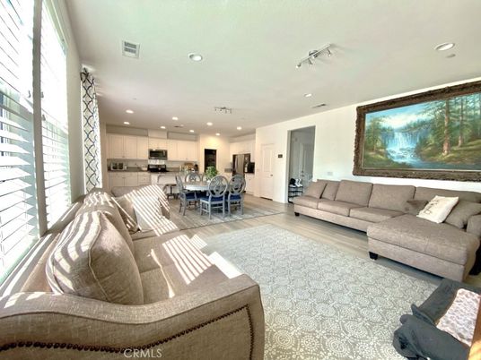 Dining room, Interior, Kitchen, Living room, Recessed Lighting, Wood Texture Flooring