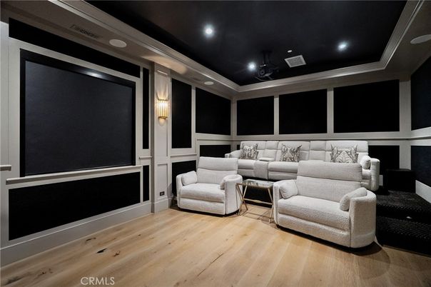 Interior, Recessed Lighting, Theatre Room, Wood Texture Flooring