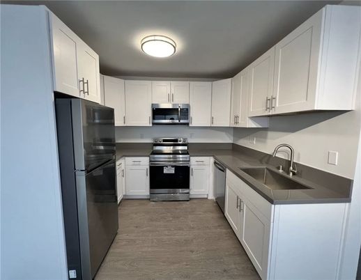 Interior, Kitchen, Stainless Steel Appliances, Wood Texture Flooring