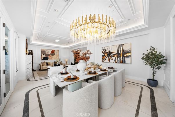 Chandelier, Dining room, Interior, Recessed Lighting
