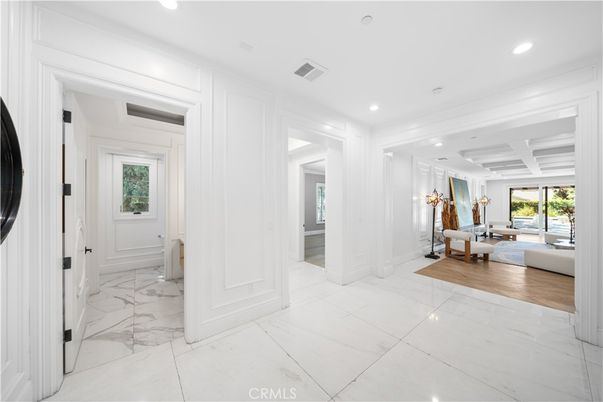Interior, Living room, Marble, Recessed Lighting, Wood Texture Flooring