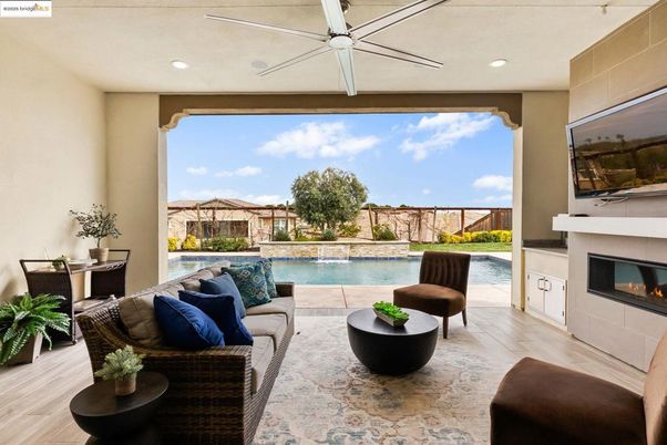 Exterior, Fireplace, Interior, Pool, Recessed Lighting, Wood Texture Flooring