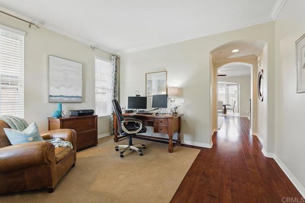 Home Office, Interior, Recessed Lighting, Wood Texture Flooring