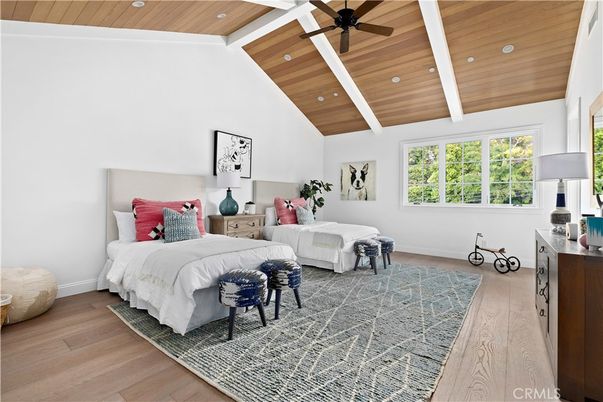 Bedroom, Interior, Recessed Lighting, Wooden Ceilings, Wood Texture Flooring