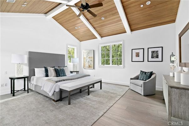 Bedroom, Interior, Recessed Lighting, Wooden Ceilings, Wood Texture Flooring