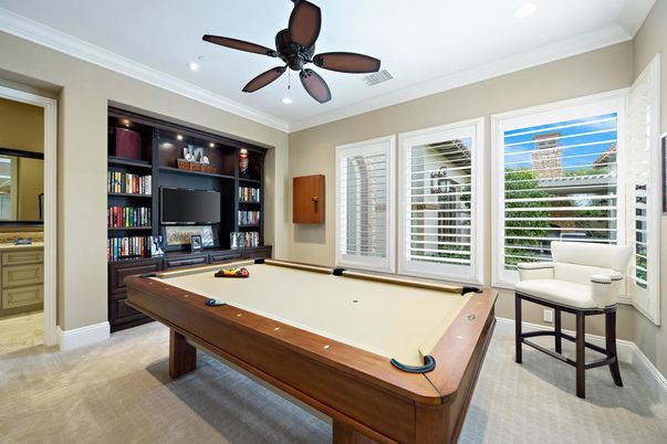 Billiard Table, Game Room, Interior, Recessed Lighting