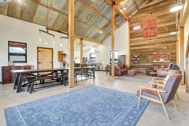 Dining room, Interior, Living room, Pendant Lights, Wooden Beams, Wooden Ceilings, Wooden Walls