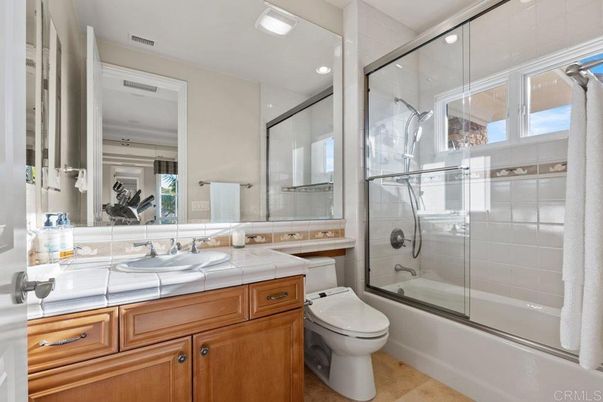 Bathroom, Glass Shower, Interior, Recessed Lighting, Tile Countertops