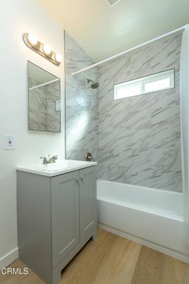 Bathroom, Interior, Marble Walls, Wood Texture Flooring