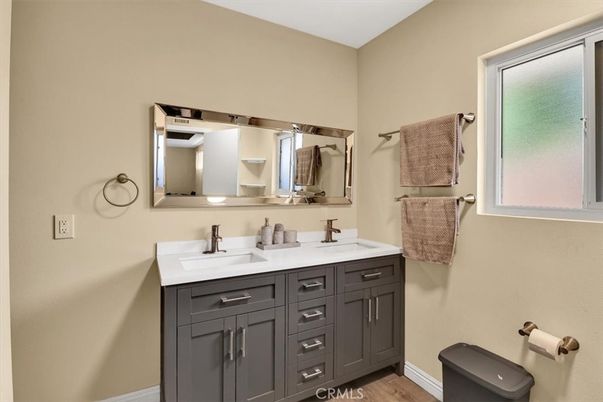 Bathroom, Dual Sink Vanities, Interior, Wood Texture Flooring