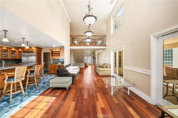 Interior, Kitchen, Living room, Pendant Lights, Stainless Steel Appliances, Wood Texture Flooring
