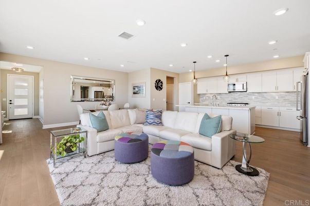 Interior, Kitchen, Living room, Pendant Lights, Recessed Lighting, Stainless Steel Appliances, Wood Texture Flooring