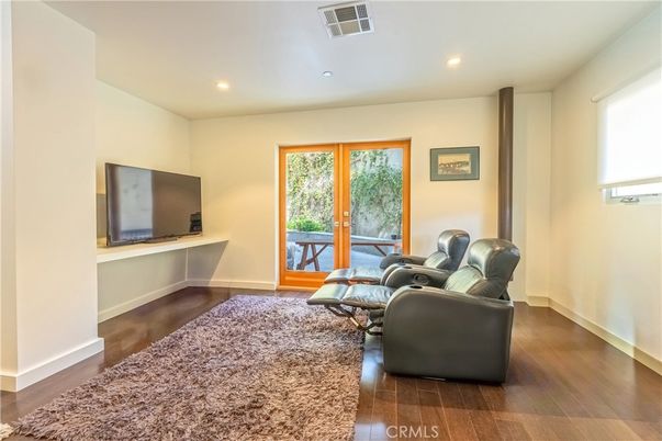 Home Theatre Room, Interior, Recessed Lighting, Wood Texture Flooring