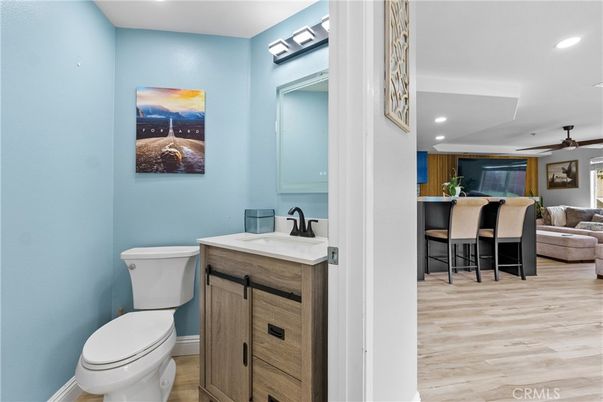 Bathroom, Dining room, Interior, Recessed Lighting, Wood Texture Flooring