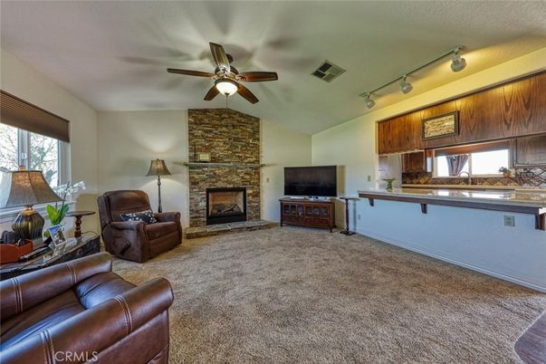 Fireplace, Interior, Kitchen, Living room, Stone Walls