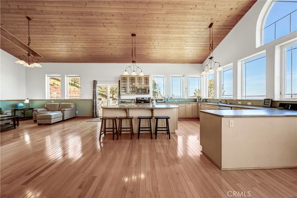 Interior, Kitchen, Living room, Pendant Lights, Wooden Ceilings, Wood Texture Flooring