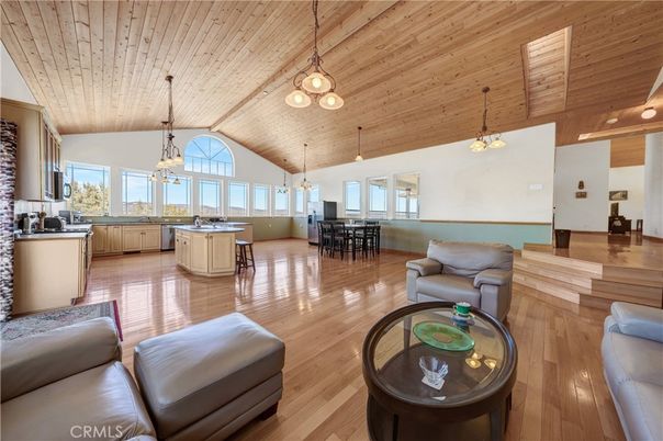 Chandelier, Dining room, Interior, Living room, Pendant Lights, Wooden Ceilings, Wood Texture Flooring