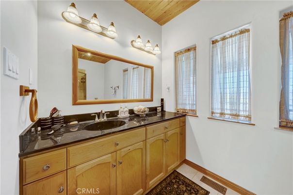 Bathroom, Dual Sink Vanities, Interior, Wooden Ceilings