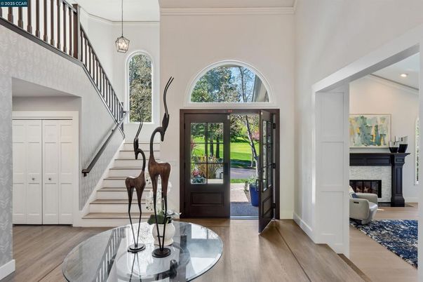 Fireplace, Interior, Pendant Lights, Recessed Lighting, Wood Texture Flooring