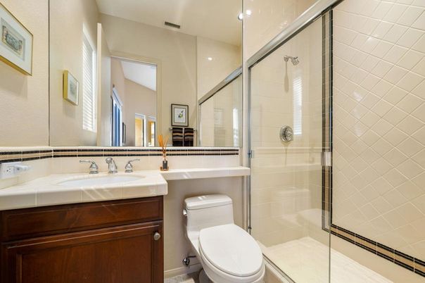 Bathroom, Glass Shower, Interior, Tile Countertops