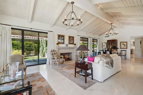 Chandelier, Fireplace, Interior, Living room, Wooden Beams, Wooden Ceilings