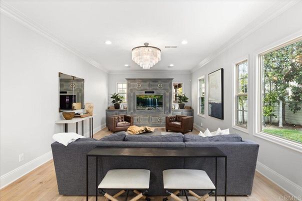 Chandelier, Interior, Living room, Recessed Lighting, Wood Texture Flooring
