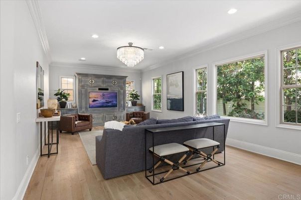 Chandelier, Interior, Living room, Recessed Lighting, Wood Texture Flooring